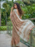 Brown Linen Elegant Party Wear Saree Collection With Blouse - Detail View | Samyak Fashion
