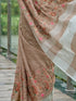 Brown Linen Elegant Party Wear Saree Collection With Blouse - Full View | Samyak Fashion