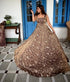 Brown Pure Fendy Silk Anarkali - Side View | Samyak Fashion