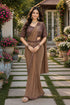 Brown Real Premium Lycra Saree With Blouse - Front View | Samyak Fashion