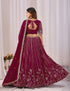 Burgundy Faux Georgette Lehenga Choli - Back View | Samyak Fashion