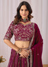Burgundy Faux Georgette Lehenga Choli - Side View | Samyak Fashion