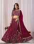 Burgundy Faux Georgette Lehenga Choli - Detail View | Samyak Fashion