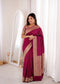 Burugundy Banarasi Soft Silk Party Wear Saree With Blouse - Front View | Samyak Fashion
