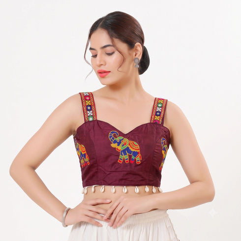 Burugundy Heavy Magic Cotton Blouse - Back View | Samyak Fashion