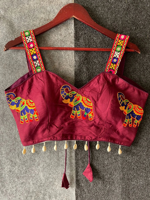Burugundy Heavy Magic Cotton Blouse - Side View | Samyak Fashion