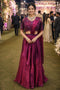 Burugundy Real Premium Fandy Satin Party Wear Saree With Blouse - Front View | Samyak Fashion