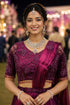 Burugundy Real Premium Fandy Satin Party Wear Saree With Blouse - Back View | Samyak Fashion