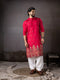 Cherry Red Rayon Mens Kurta With Payjama - Front View | Samyak Fashion