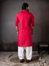 Cherry Red Rayon Mens Kurta With Payjama - Back View | Samyak Fashion