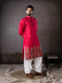 Cherry Red Rayon Mens Kurta With Payjama - Close-up View | Samyak Fashion