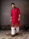 Cherry Red Silk Mens Kurta With Payjama - Front View | Samyak Fashion