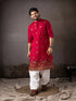 Cherry Red Silk Mens Kurta With Payjama - Front View | Samyak Fashion