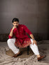 Cherry Red Silk Mens Kurta With Payjama - Side View | Samyak Fashion