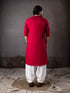 Cherry Red Silk Mens Kurta With Payjama - Back View | Samyak Fashion
