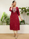 Cherry Silk Blend Long Kurti. - Front View | Samyak Fashion