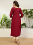 Cherry Silk Blend Long Kurti. - Back View | Samyak Fashion