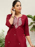 Cherry Silk Blend Long Kurti. - Side View | Samyak Fashion