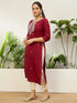 Cherry Silk Blend Long Kurti. - Detail View | Samyak Fashion
