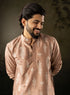 Chocolate Brown Silk Mens Kurta With Payjama - Side View | Samyak Fashion