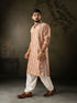 Chocolate Brown Silk Mens Kurta With Payjama - Detail View | Samyak Fashion