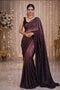 Coffee Chiffon Saree With Blouse - Front View | Samyak Fashion