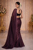 Coffee Chiffon Saree With Blouse - Back View | Samyak Fashion