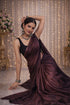 Coffee Chiffon Saree With Blouse - Close-up View | Samyak Fashion