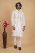 Cream Banarasi Silk Mens Mans - Side View | Samyak Fashion