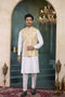 Cream Banarasi Silk Mens Mans - Front View | Samyak Fashion