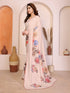 Cream Manipuri Silk Elegant Party Wear Saree Collection With Blouse - Side View | Samyak Fashion