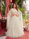 Cream Organza Silk Lehenga Choli Ethnic Sequins Work With Cancan & Canvas Patta - Front View | Samyak Fashion
