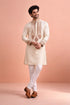 Cream Rolex Silk Mens Kurta With Payjama - Front View | Samyak Fashion