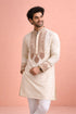 Cream Rolex Silk Mens Kurta With Payjama - Side View | Samyak Fashion