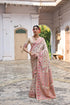 Cream Soft Pashmina Silk Designer Function Wear Saree Collection With Blouse - Front View | Samyak Fashion