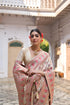 Cream Soft Pashmina Silk Designer Function Wear Saree Collection With Blouse - Detail View | Samyak Fashion
