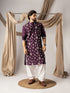 Dark Purple Silk Mens Kurta With Payjama - Front View | Samyak Fashion