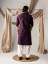 Dark Purple Silk Mens Kurta With Payjama - Back View | Samyak Fashion