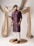 Dark Purple Silk Mens Kurta With Payjama - Detail View | Samyak Fashion