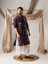 Dark Purple Silk Mens Kurta With Payjama - Close-up View | Samyak Fashion