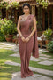 Dusty Mauve Real Premium Lycra Party Wear Ready To Wear Saree With Blouse - Front View | Samyak Fashion