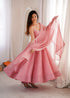 Dusty Pink Crunchy Silk Salwar Suit - Detail View | Samyak Fashion