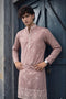 Dusty Pink Silk Mens For A Festive And Kurta With Payjama - Front View | Samyak Fashion