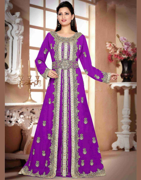 Boat neck Moroccan Style embroidered kaftan