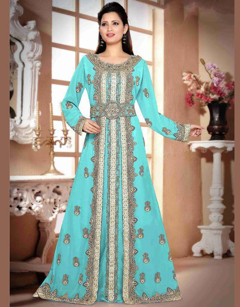 Boat neck Moroccan Style embroidered kaftan