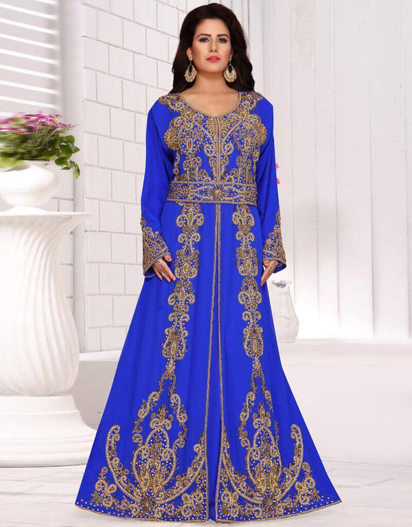 Bottom open kaftan dress with belt