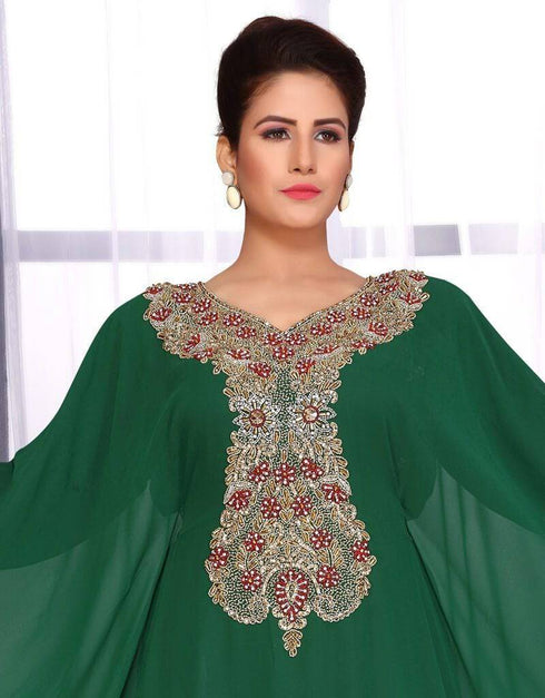 Farasha dress with flower beaded bordes