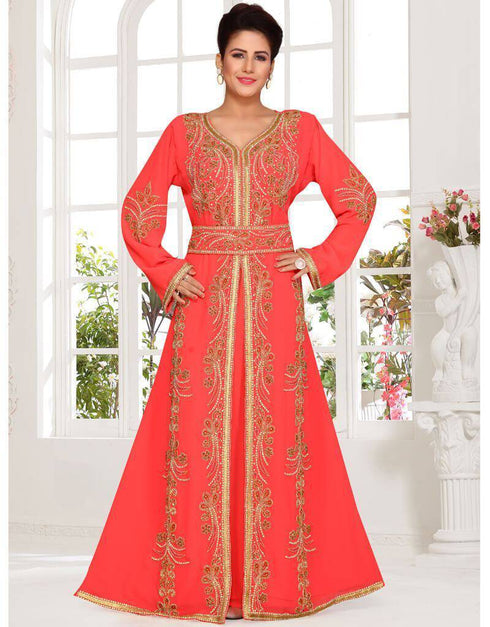 Moroccan caftan with gold lace work