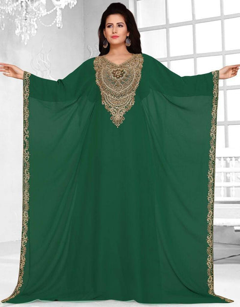 Two side open farasha neck embroidered