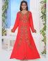 V neck Moroccan Style embroidered kaftan